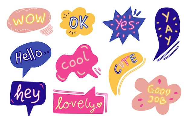 a set of cute bubble chat with words clip art