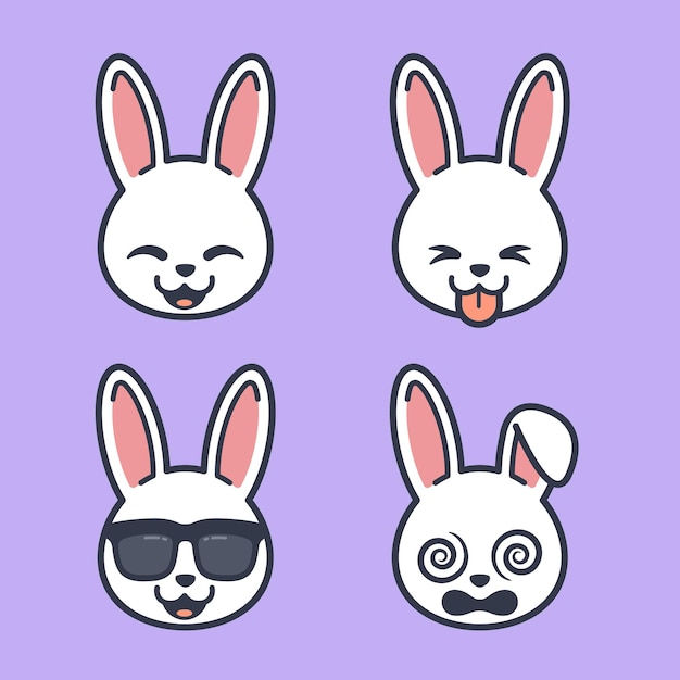 Set of cute bunny rabbit stickers