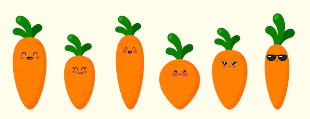 Набор милых морковных персонажей