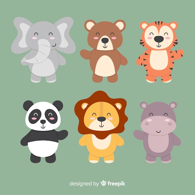 Set of cute cartoon animals