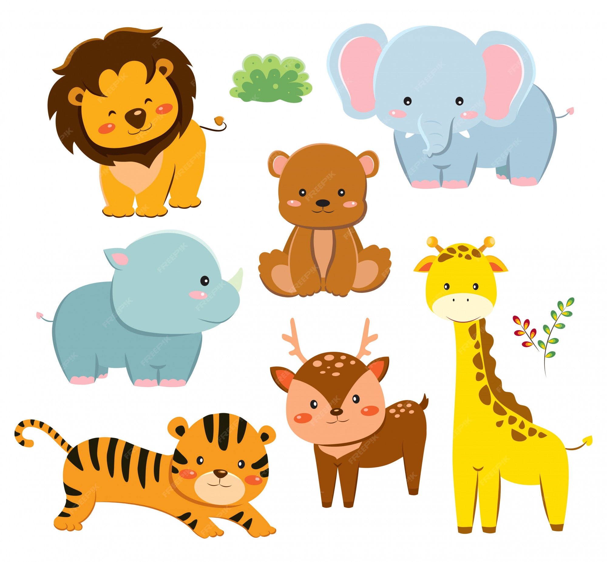 Premium Vector | Set of cute cartoon animals