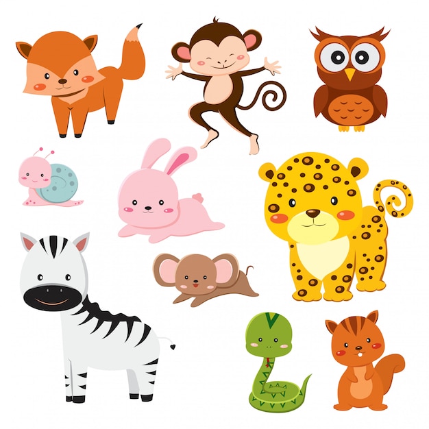 Set of Cute Cartoon Animals