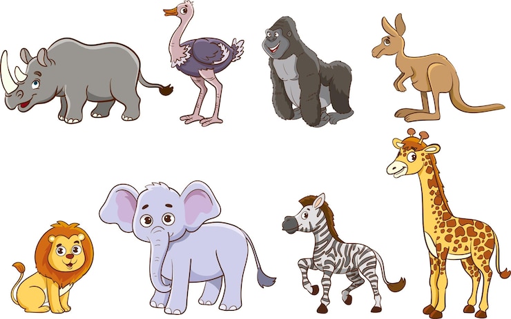 वेक्टर set of cute cartoon animalsbig vector set with cartoon applied animals vector collection with