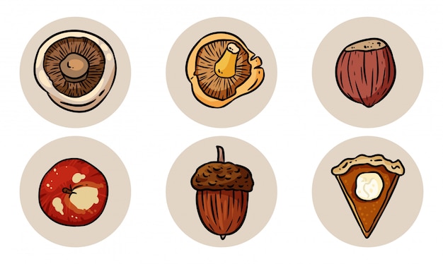 set of cute cartoon autumn elements. 