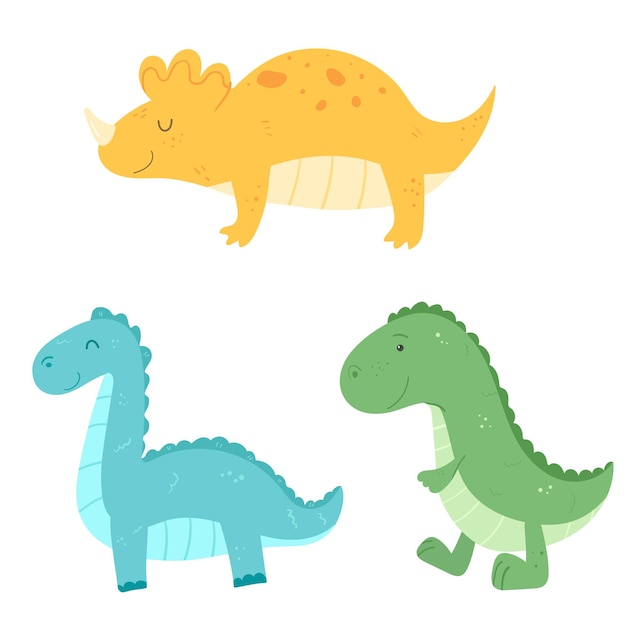 Set of cute cartoon dinosaurs