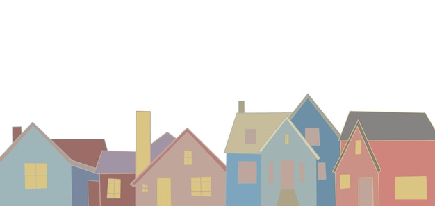 Set of cute cartoon houses vector illustration Little house colourful house flat houses illustration