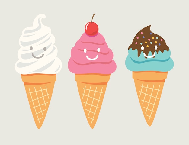 set of cute cartoon ice cream