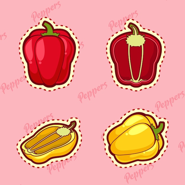 set of cute cartoon peppers sticker