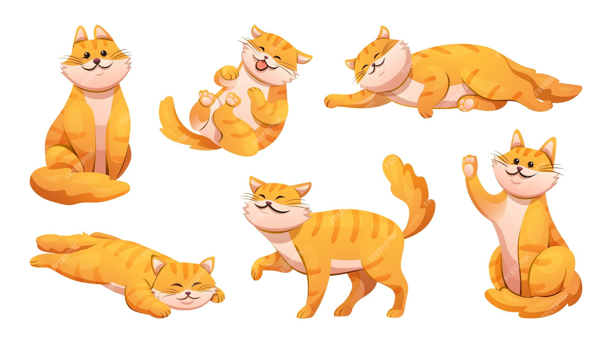 Free Vectors  Cute cat pose set