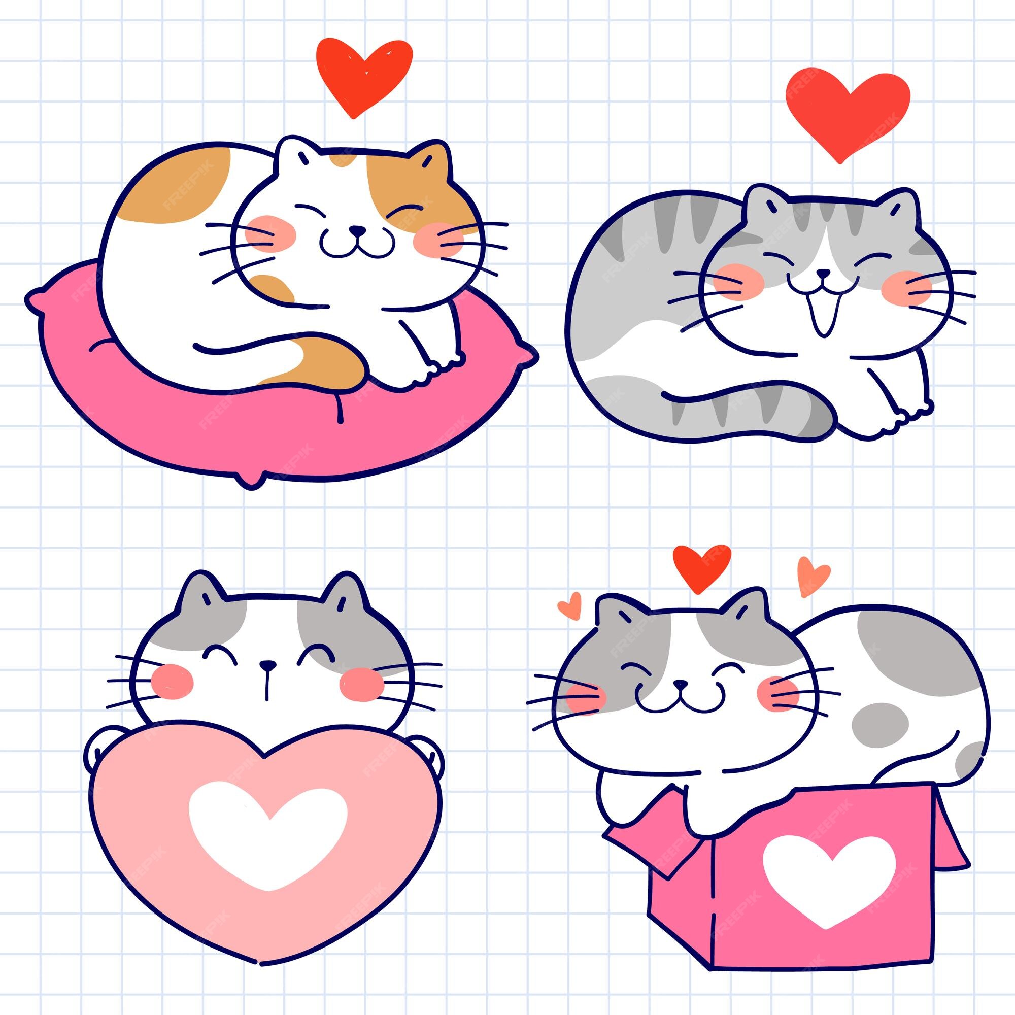 Premium Vector  Cat cartoon vector icon cats forming a love symbol with  hands vector illustration