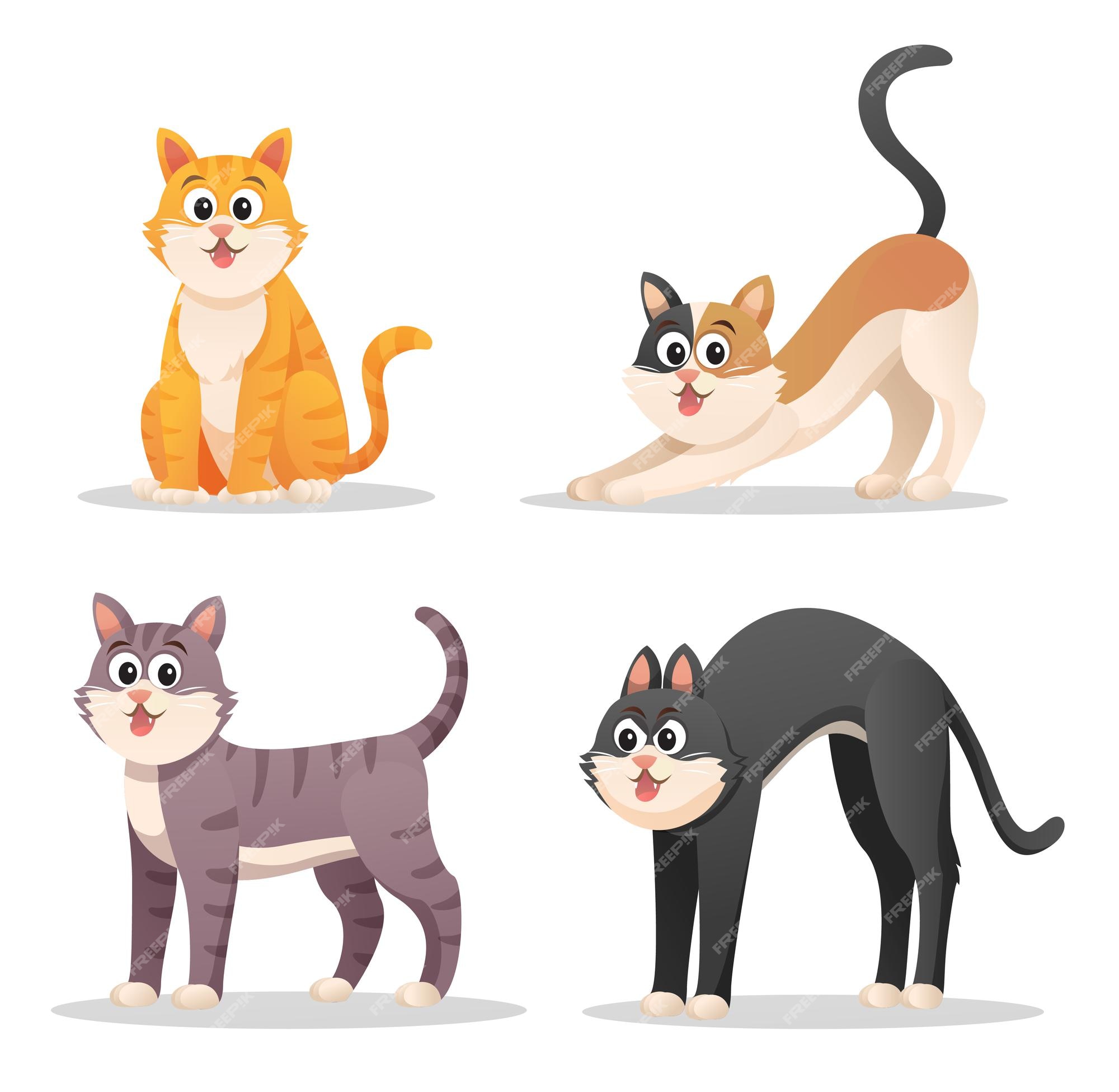 Free Vectors  Cute cat pose set