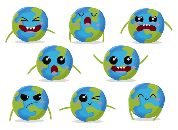 Set of cute character earth  illustration