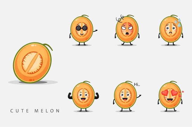 Set of cute character melons