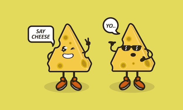 Set of cute cheese mascot logo design