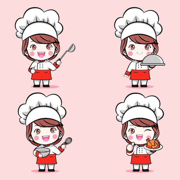 set di ragazza carina chef