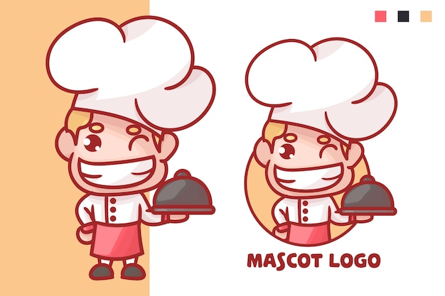 Set di simpatico logo mascotte chef con aspetto opzionale. kawaii premium