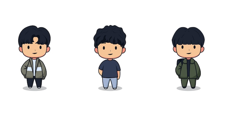 Vector 귀여운 꼬마 소년 벡터 세트