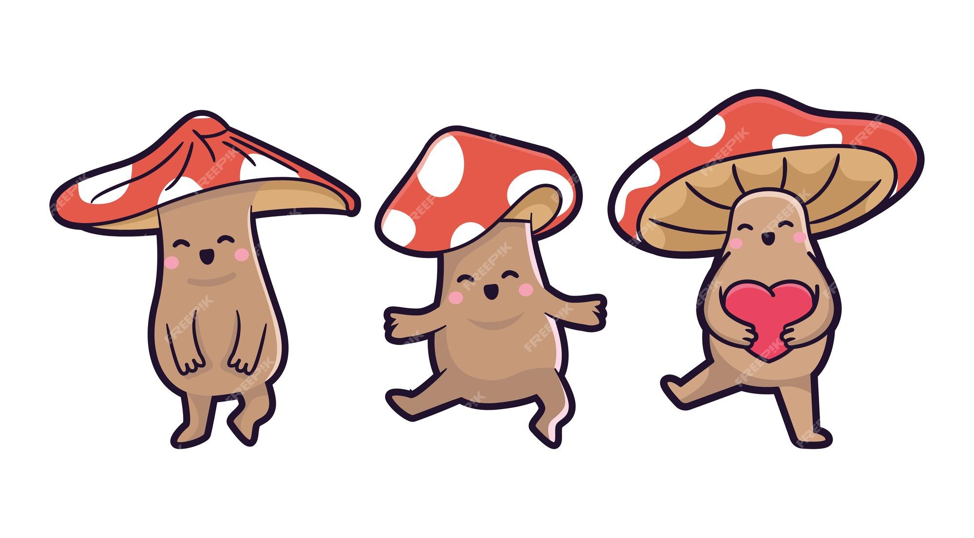 Cute kawaii mushroom chibi mascot vector cartoon style 23506852 Vector Art  at Vecteezy