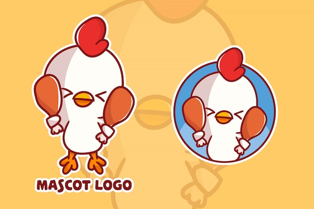 Set of cute chicken mascot logo