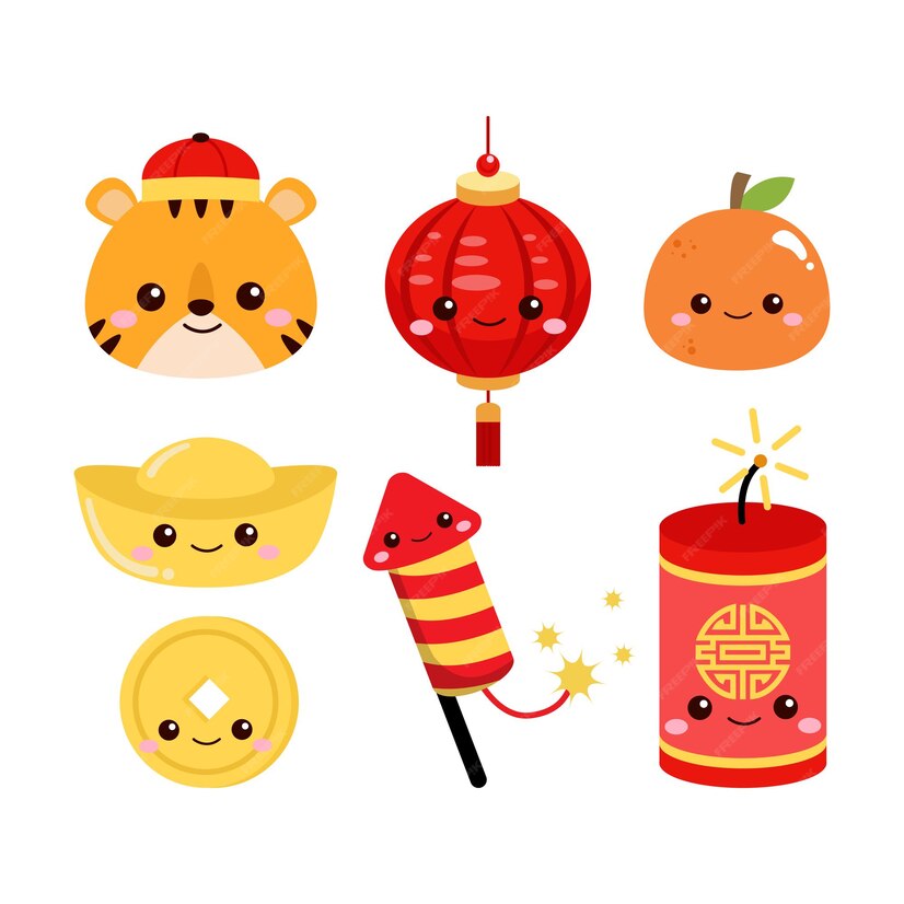 Premium Vector Set of cute chinese new year clip art