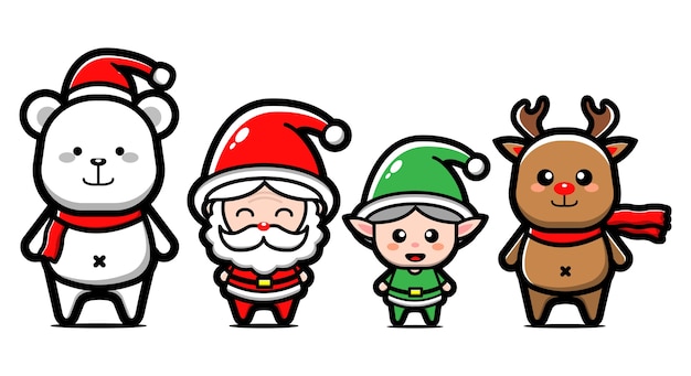 Set di simpatici personaggi natalizi