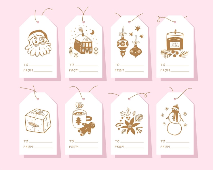 Vector set of cute christmas gift tags