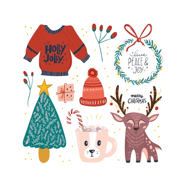 Set of cute christmas illustration