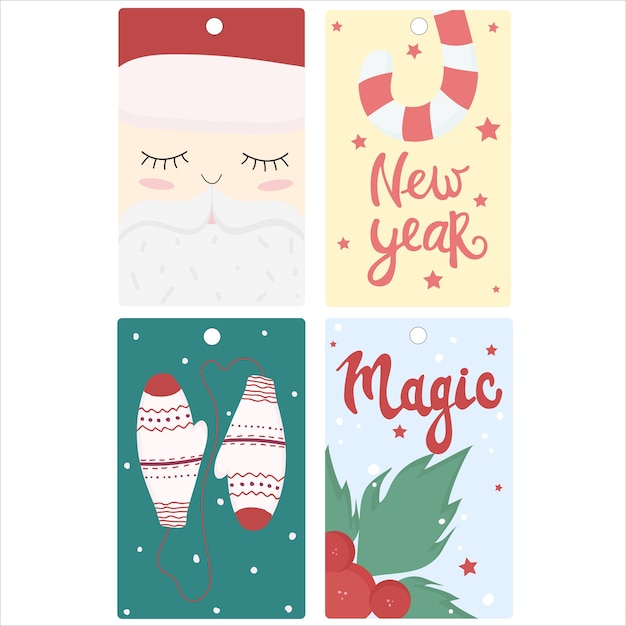 Set of cute Christmas tags for gifts.