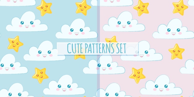 Vector set of cute clouds patterns