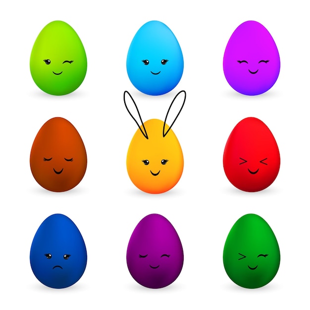 Set of cute colorful Easter eggs Vector illustration