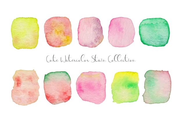 a set of cute colorful hand painted watercolor stain