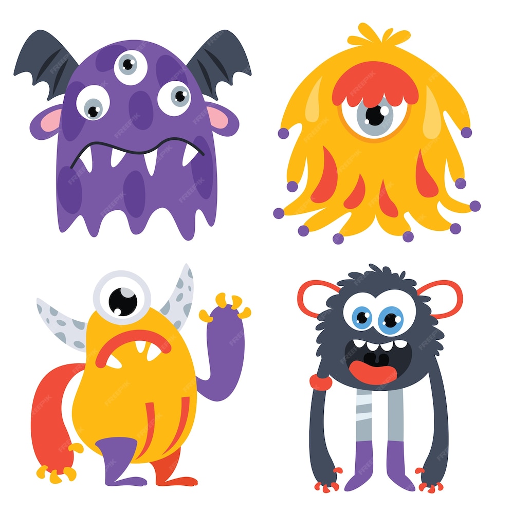 Premium Vector | Set of cute colorful monsters