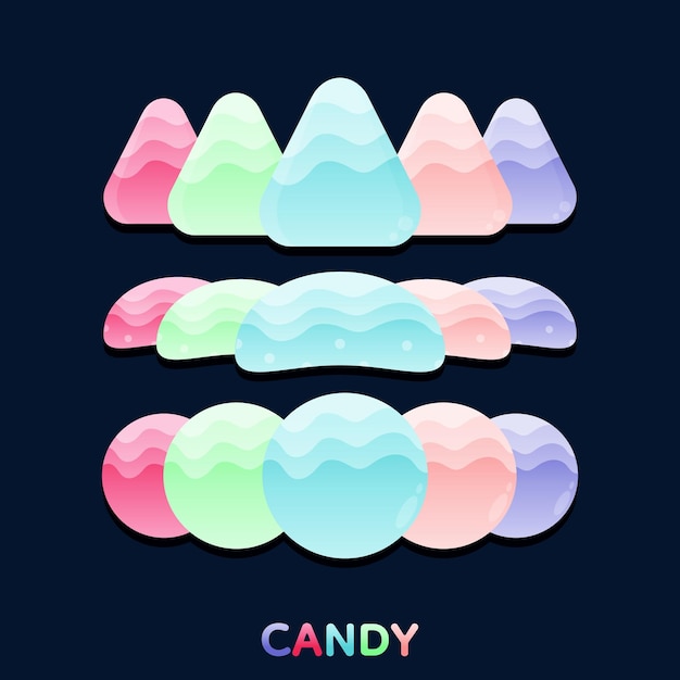 Set of Cute colourful candy Vector Illustration