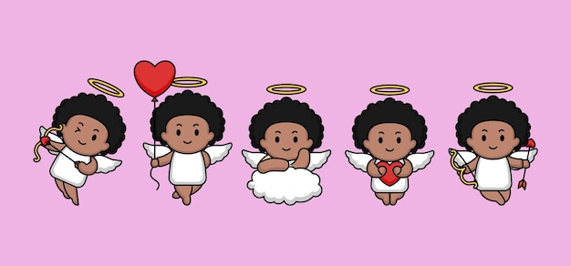 Set of cute cupid in Valentine's Day