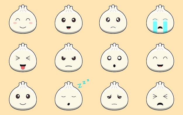 Set Of Cute Dim Sum Emoji