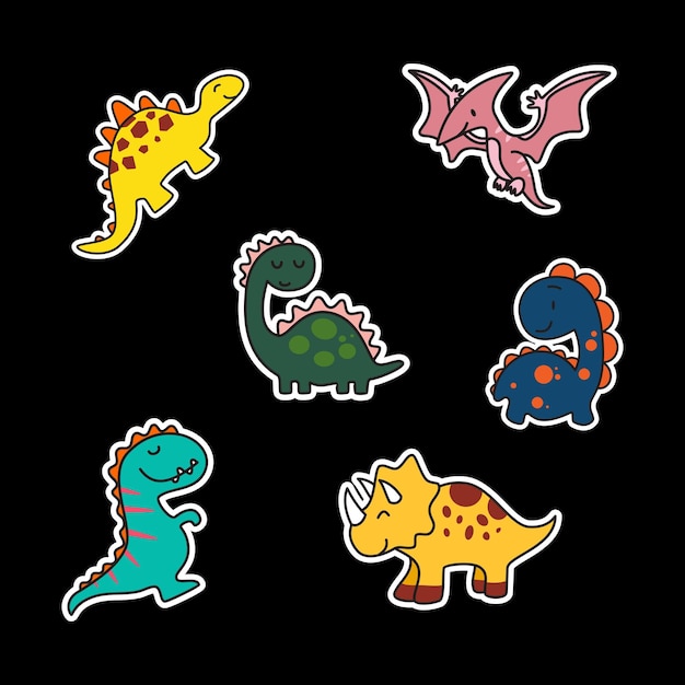 Vector set of cute dino stickers