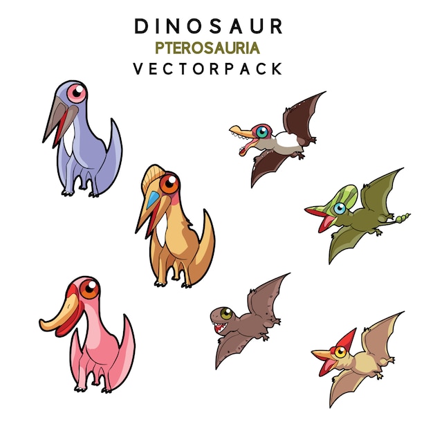 Vector a set of cute dinosaur