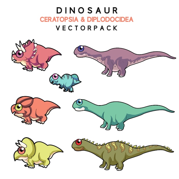 Vettore un set di simpatici dinosauri