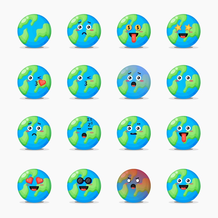 Vector 表情のかわいい地球のセット