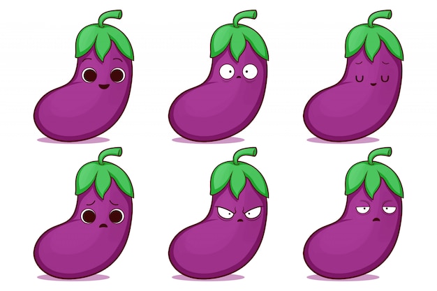 Set of cute eggplant