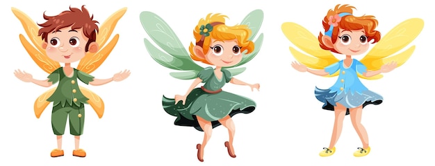 Vector set of cute fairies cartoon charater