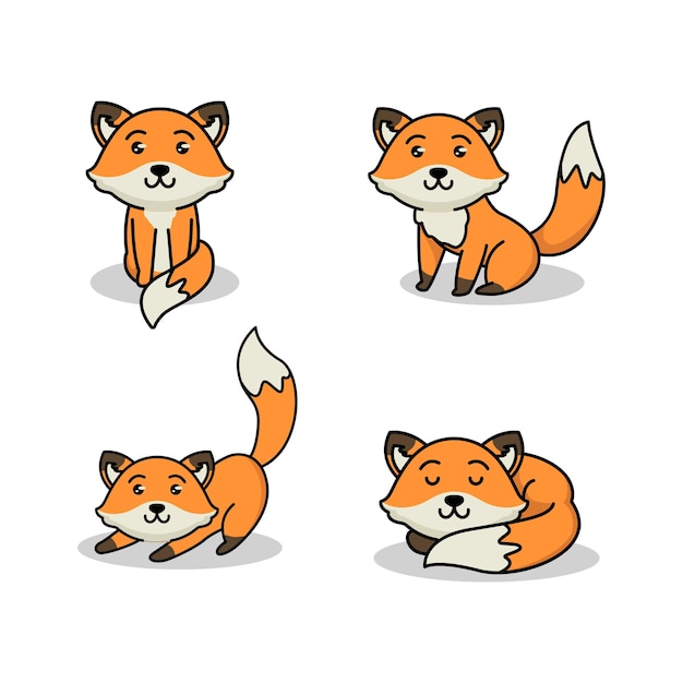 Set of cute fox forest animal design