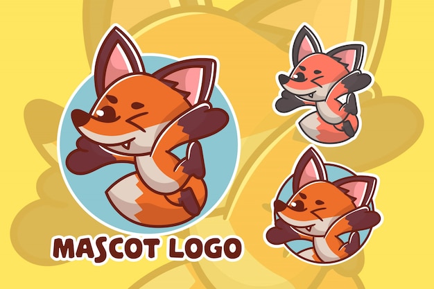 Set of cute fox mascot logo