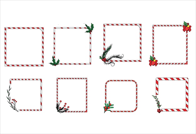 Set of Cute Frame Border Christmas