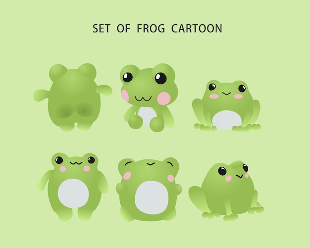 Vector set of cute frog and baby frog character cartoon collection