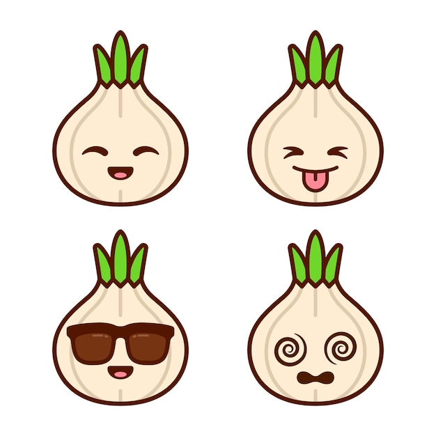 Set of Cute Garlic Stickers