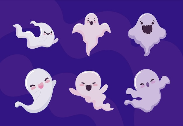 Set of cute ghosts