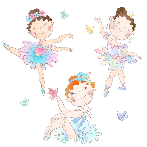 Set of cute girls ballerinas