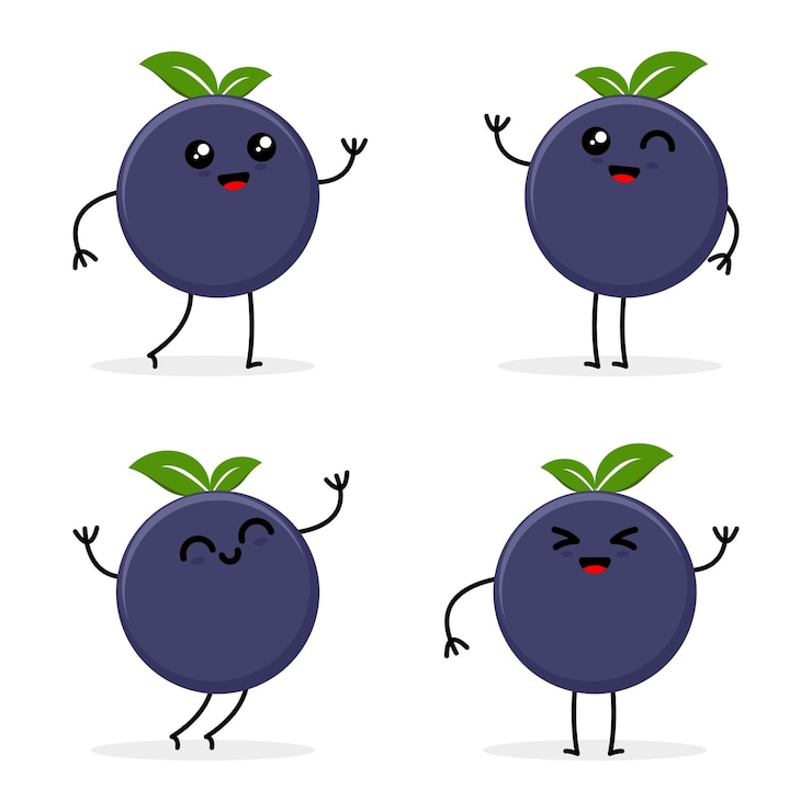 Vector かわいいグレープ フルーツ文字ベクトル イラストのセット子供メニュー web グラフィック デザインと漫画のかわいいブドウ デザイン