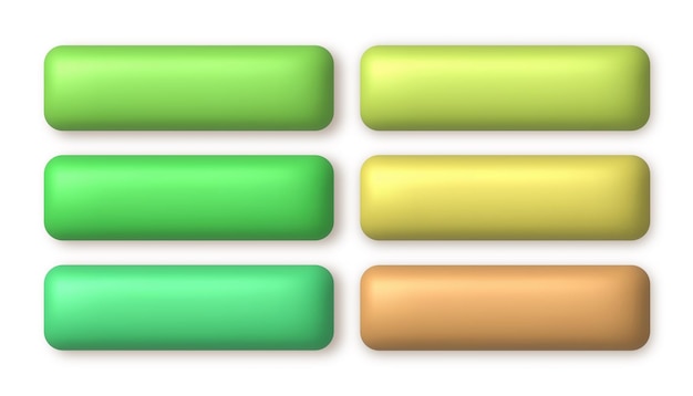 Vettore set di simpatici pulsanti 3d verdi e beige per il web design 3d elemento di design realistico